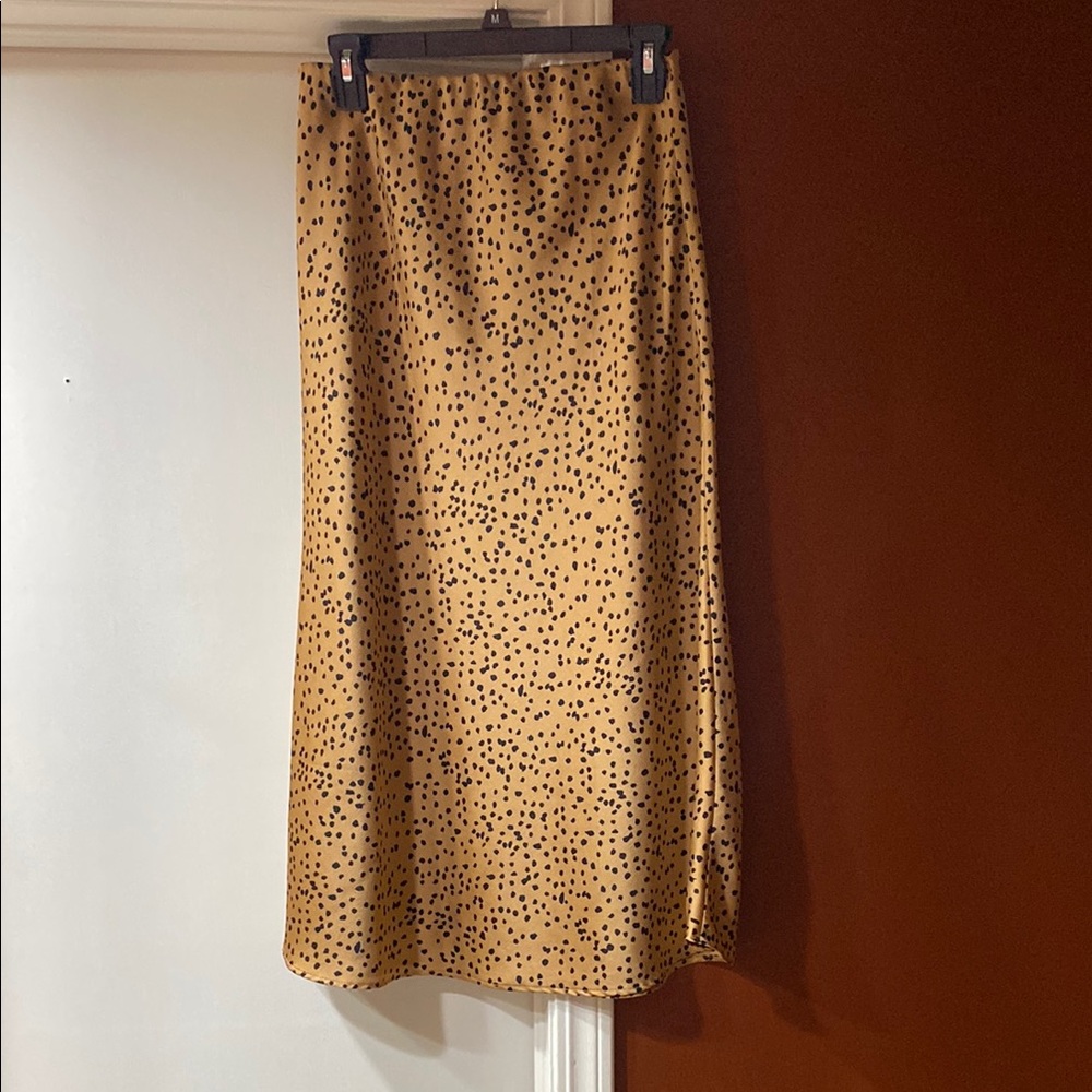 Stylish midi gold/tan Polka Dot Skirt CRESCENT